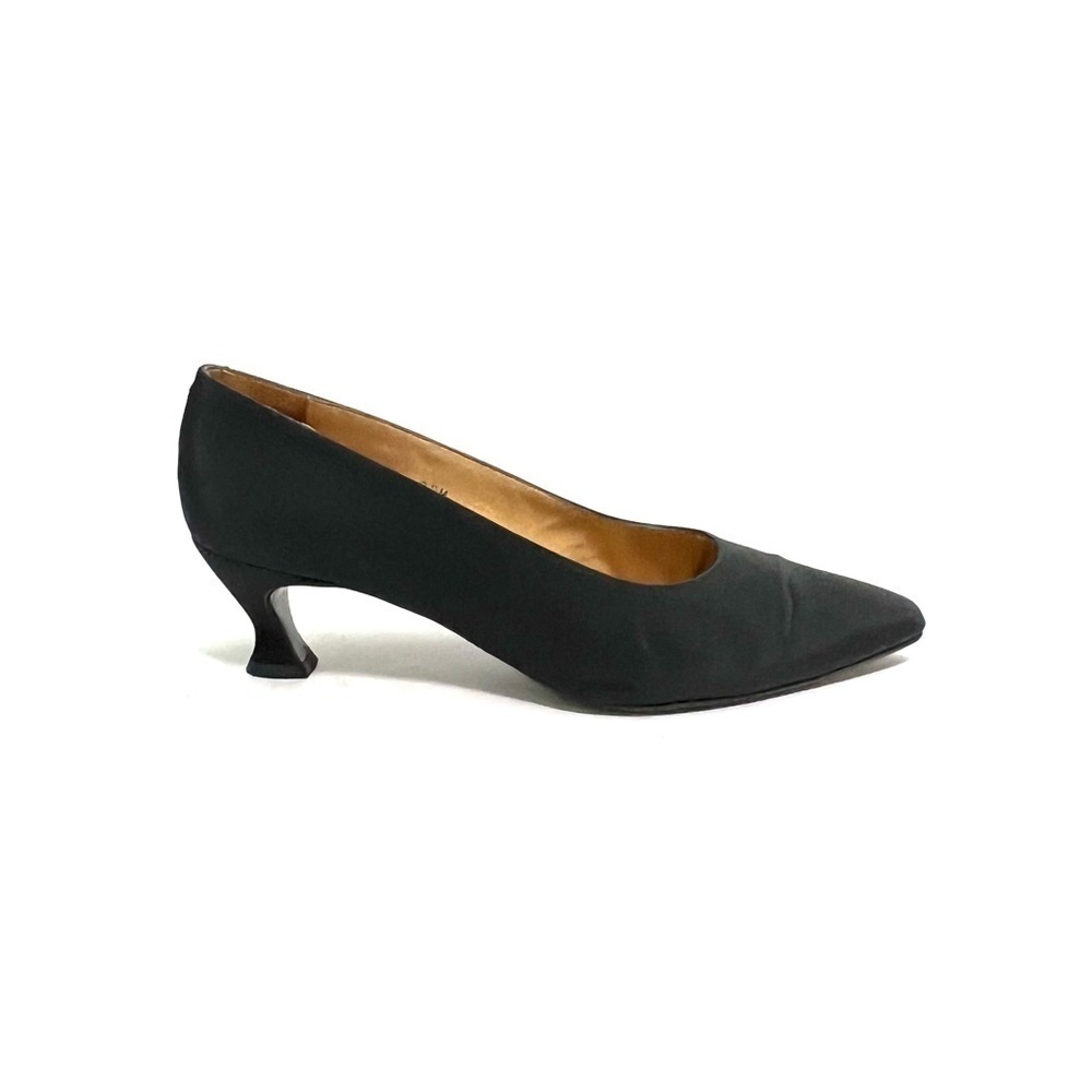 Vintage 1990s classic black nylon timeless slip on low heel pumps